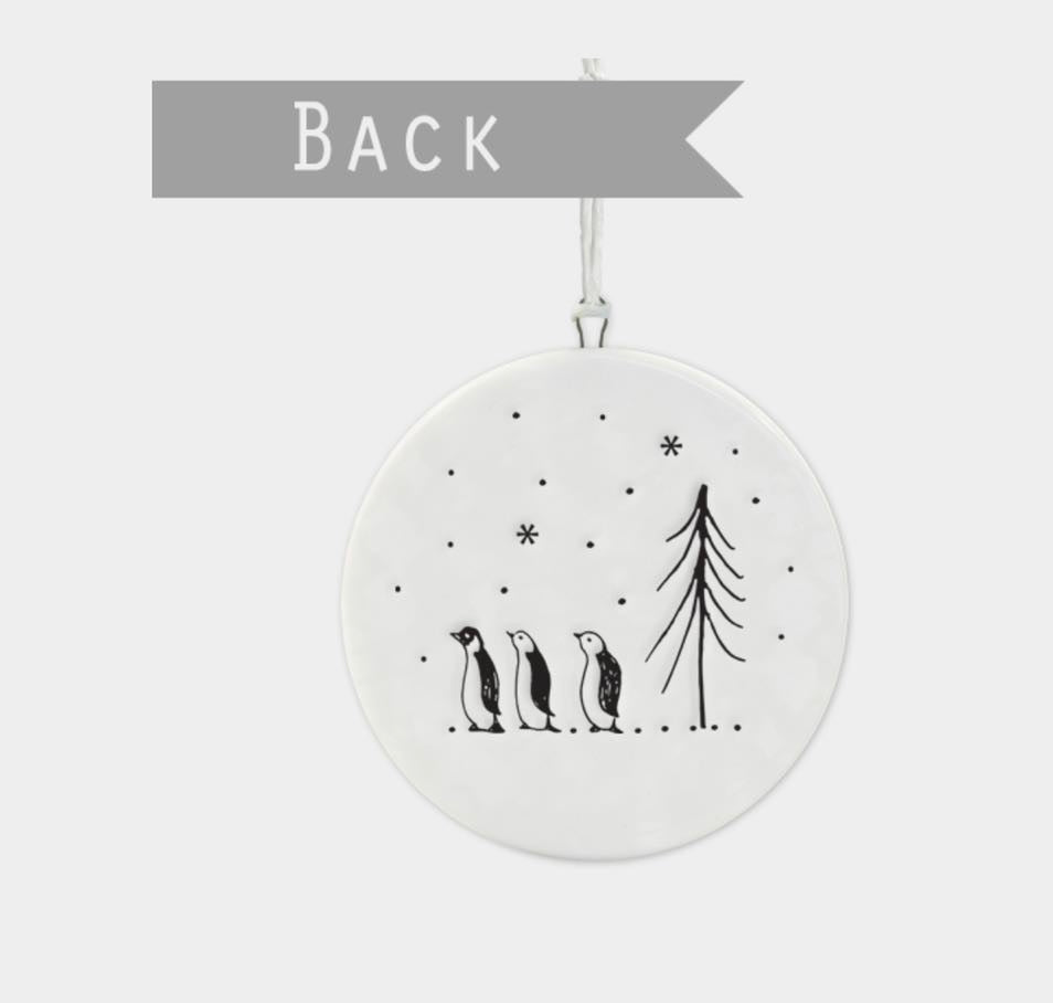 Let It Snow Flat Porcelain Bauble - East Of India