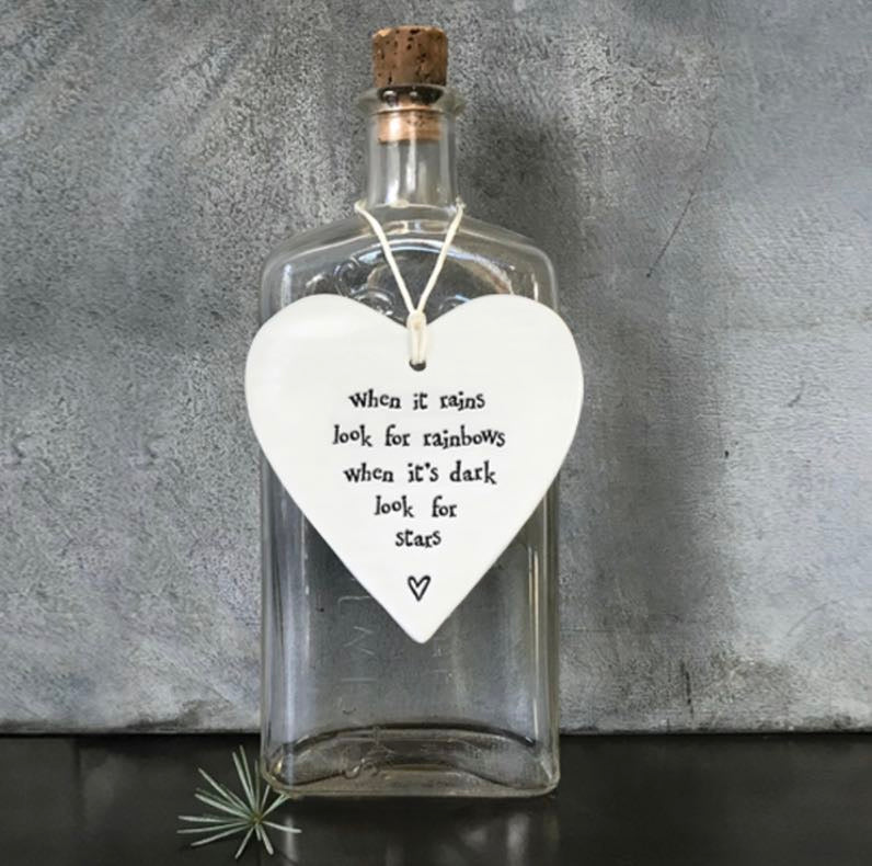 ‘When It Rains’ Porcelain Hanging Heart - East Of India