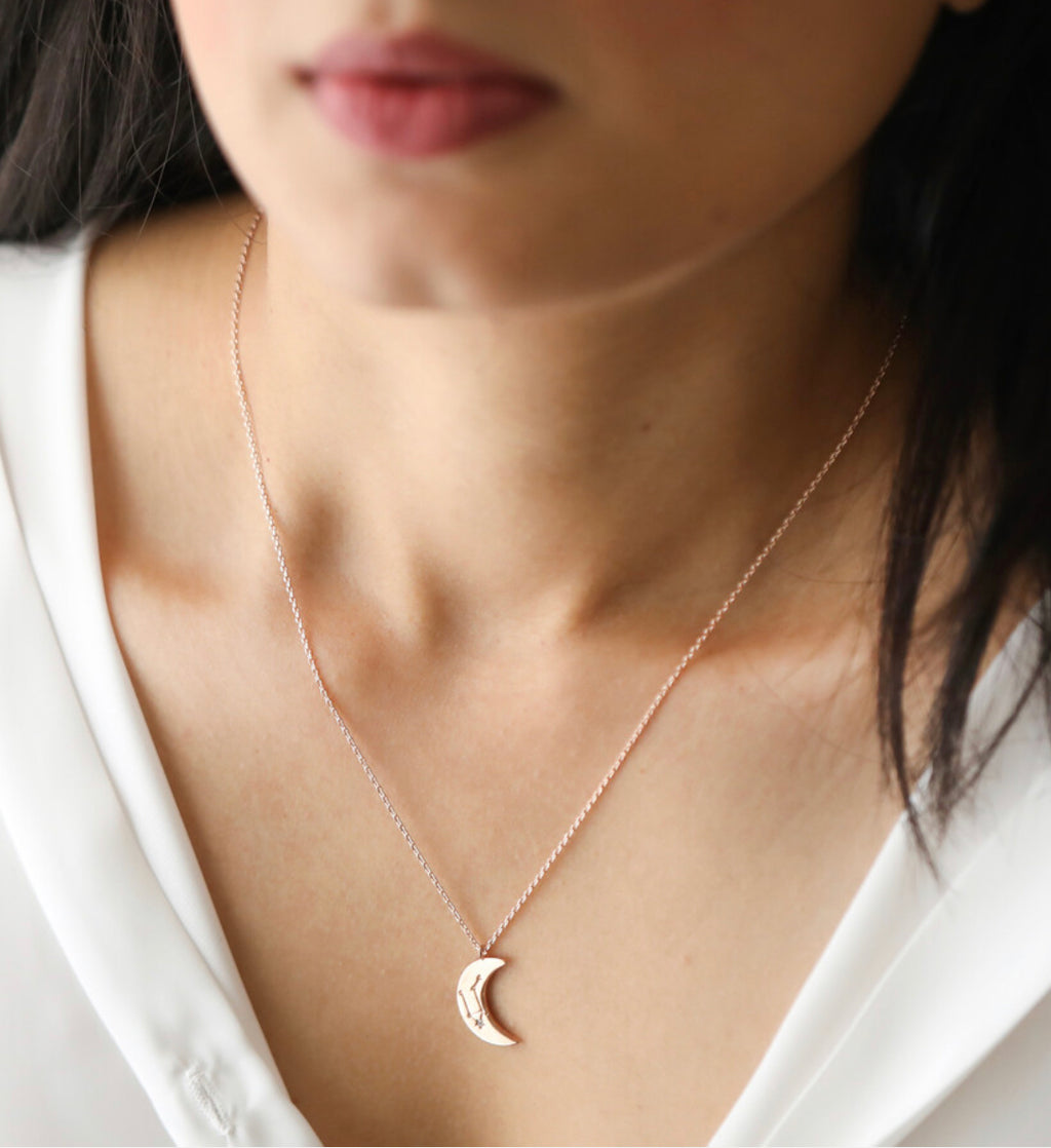 Constellation Rose Gold Moon Necklace - Lisa Angel