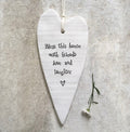 Bless this house with friends love and laughter long hanging heart from east of india