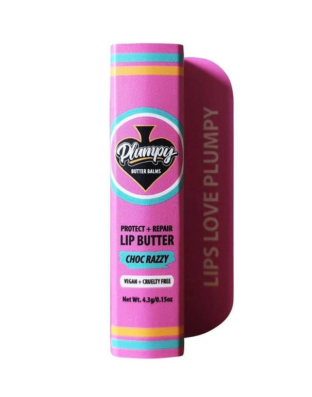 Choc razzy lip butter balm by plumpy vegan and natural