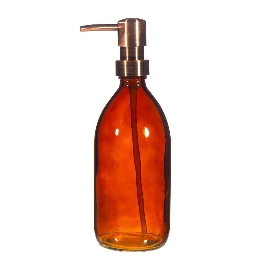 Amber Glass Refillable Bottle With Pump - Sass & Belle