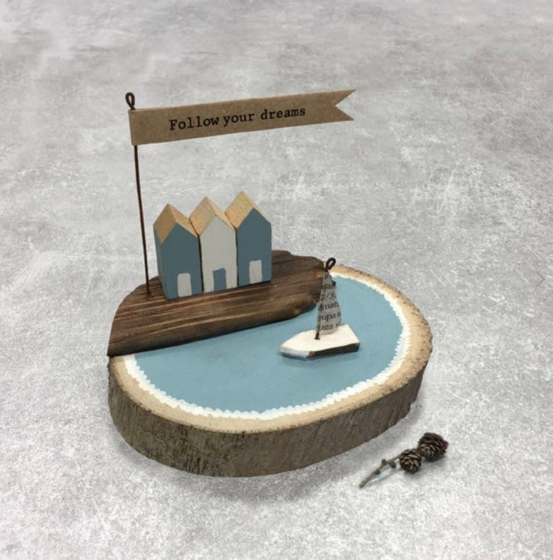 Follow your dreams wooden scene by east of India