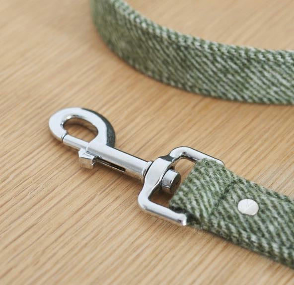 Tweed Dog Lead  - Green