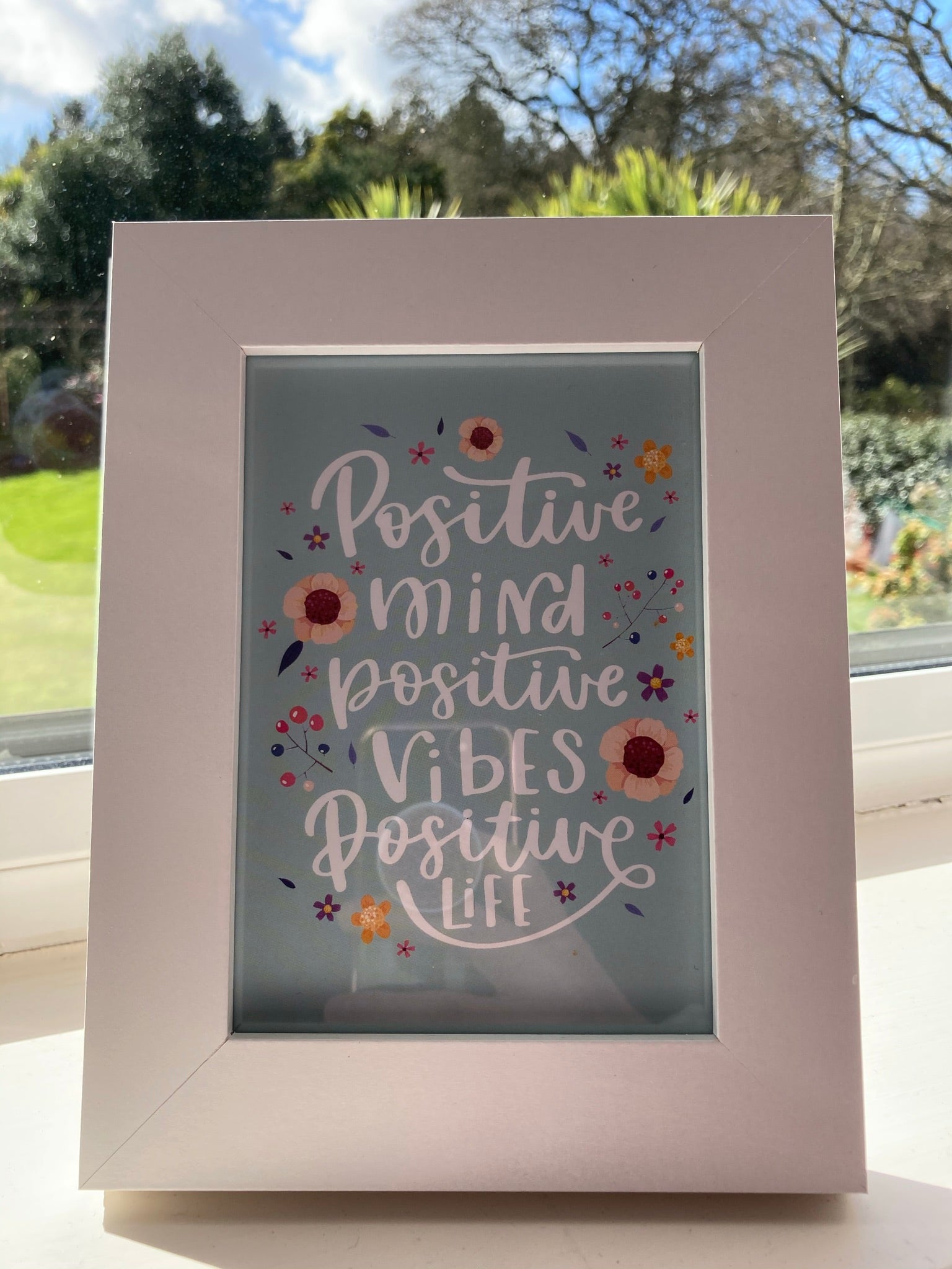 A6 White Framed Positive Vibes Print