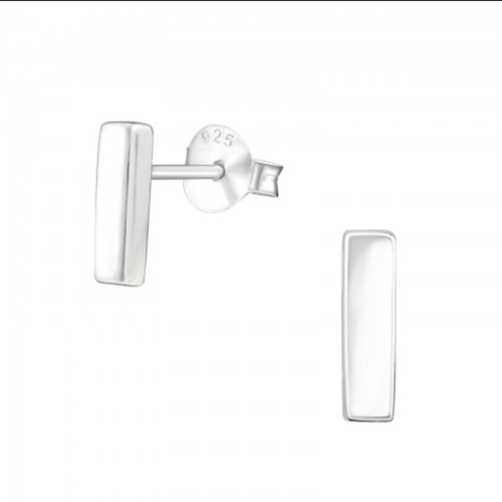Bar Silver Stud Earrings