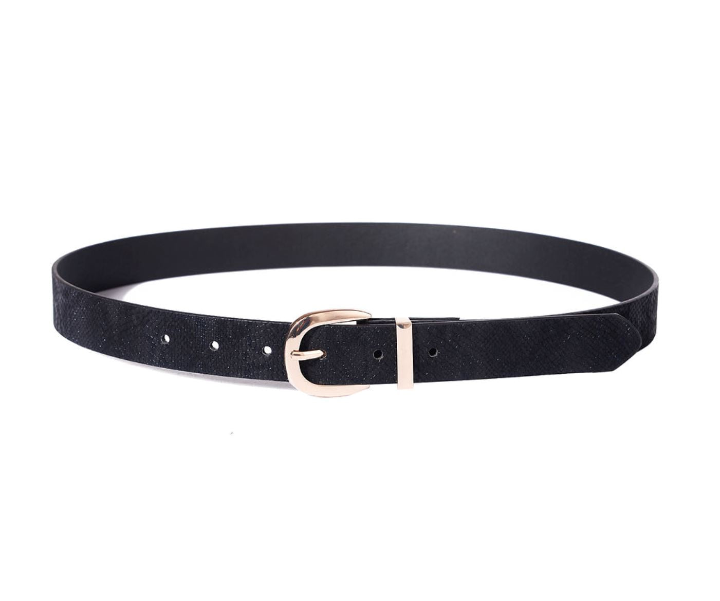 Black Faux Snakeskin Belt