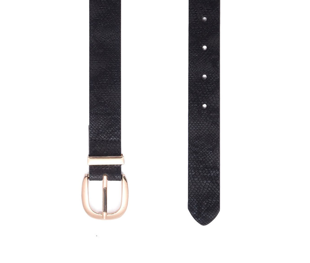 Black Faux Snakeskin Belt