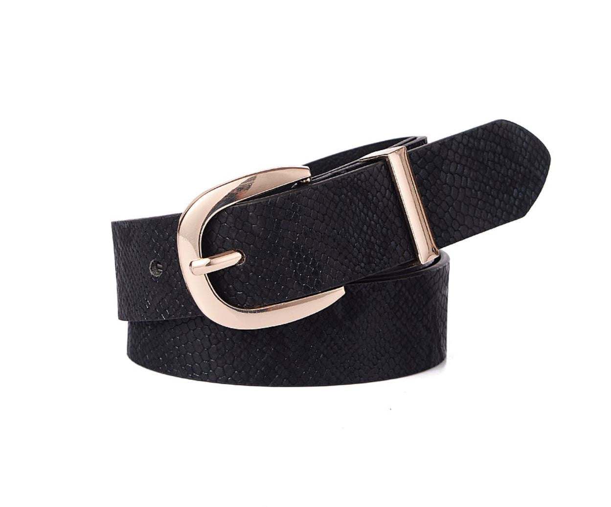Black Faux Snakeskin Belt