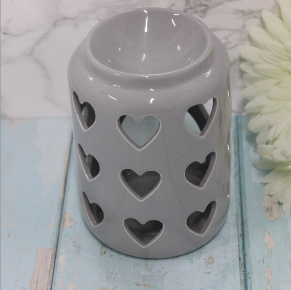 Grey Ceramic Wax Burner - Heart Design