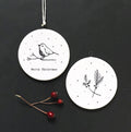 Christmas Robin Porcelain Flat Bauble - East Of India