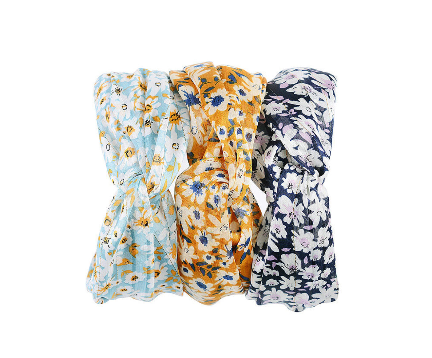 Daisy Print Headband - Navy