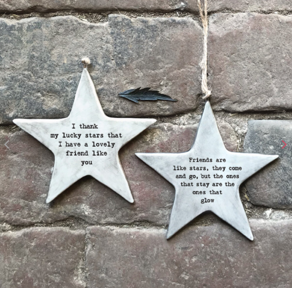 ‘Friends Are Stars’ Rustic Hanging Star - East Of India