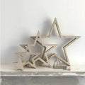 East of India - Hanging Natural Wooden Outline Star Set