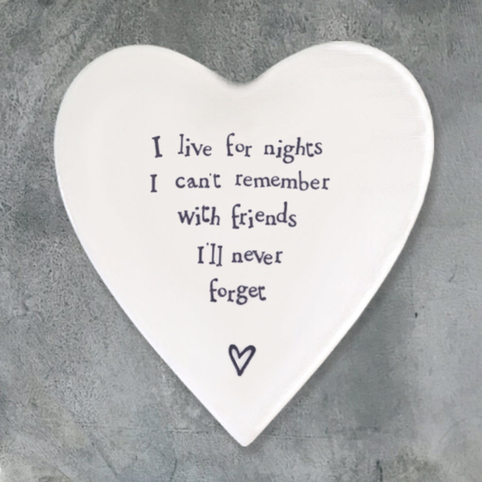 East of India ‘I Live For Nights’ Porcelain Coaster