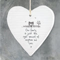 Our family is just the right amount of mayhem and love hanging heart
