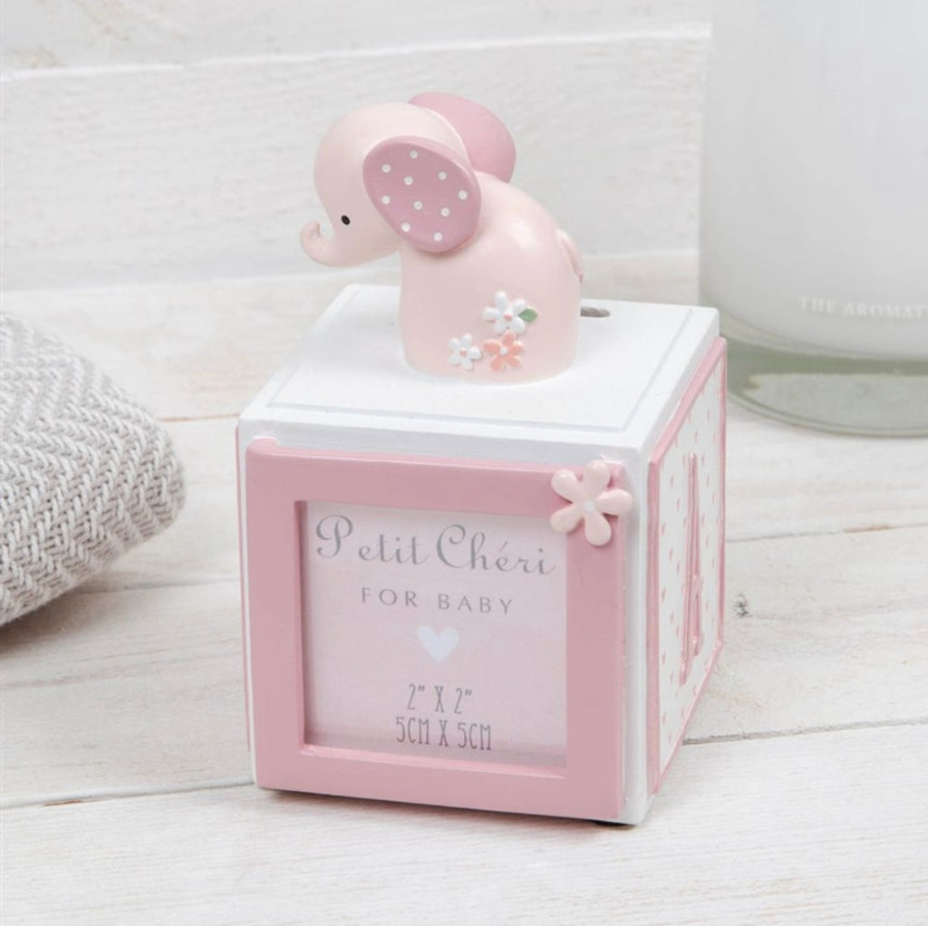 Elephant Letter Cube Money Box With Photo Frame