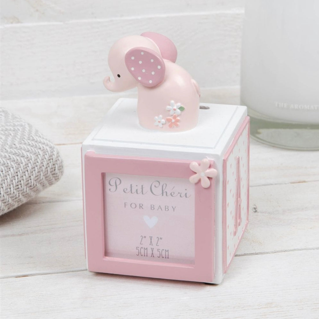 Elephant Letter Cube Money Box With Photo Frame