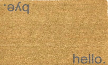 Hello, Bye Novelty Welcome Doormat - Grey
