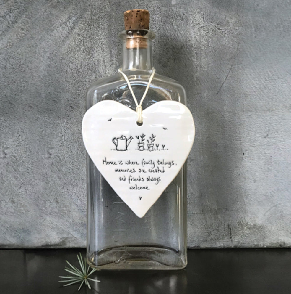 Home Is Where Family Belongs Porcelain Hanging Heart - East Of India