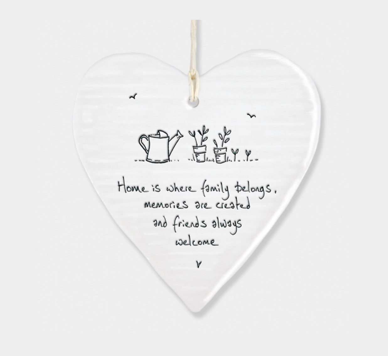 Home Is Where Family Belongs Porcelain Hanging Heart - East Of India