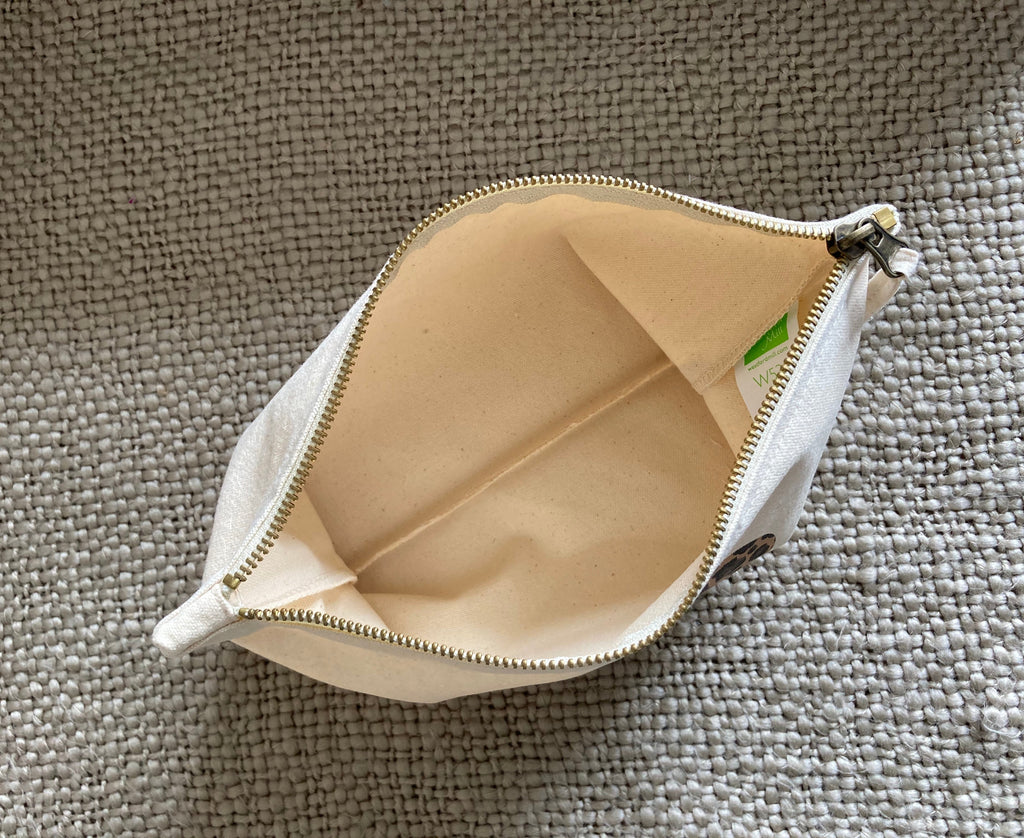 Make-Up Bag - Natural & Leopard Print Heart