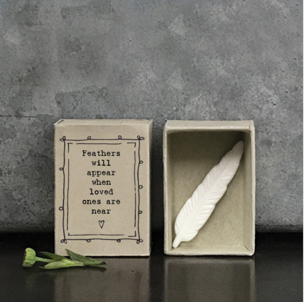 matchbox feather, feathers will appear when loved ones are near