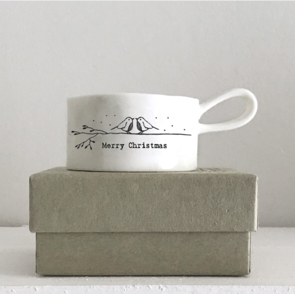 Merry Christmas Handled Tealight Holder - East Of India