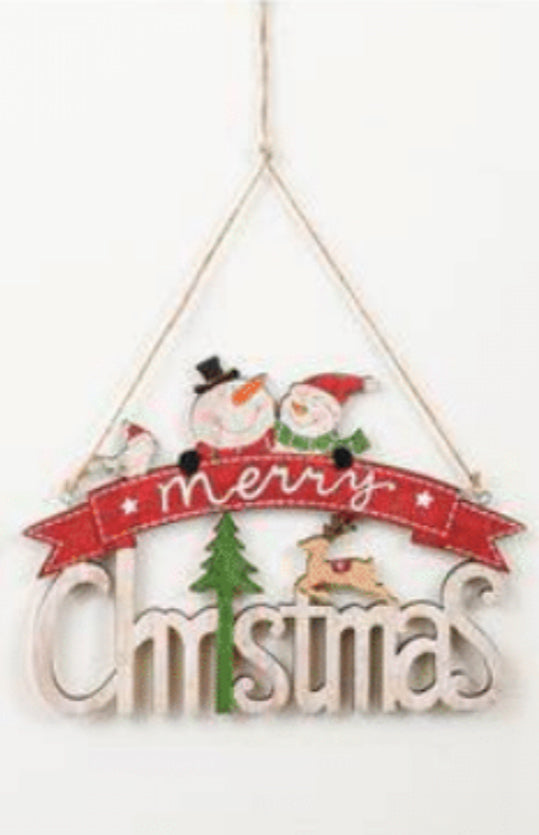 Merry Christmas Wooden Hanging Decoration