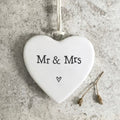 'Mr & Mrs' Porcelain Hanging Heart - East Of India