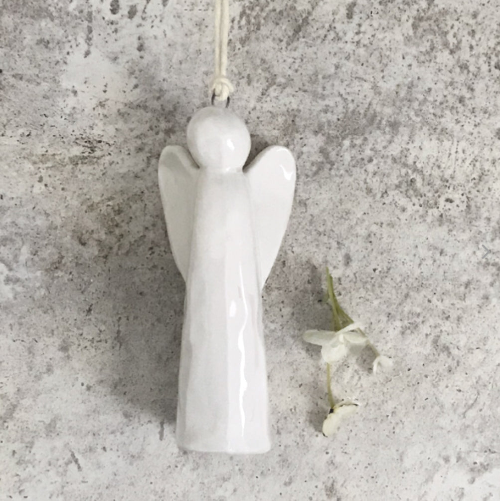Porcelain Hanging Angel - East Of India