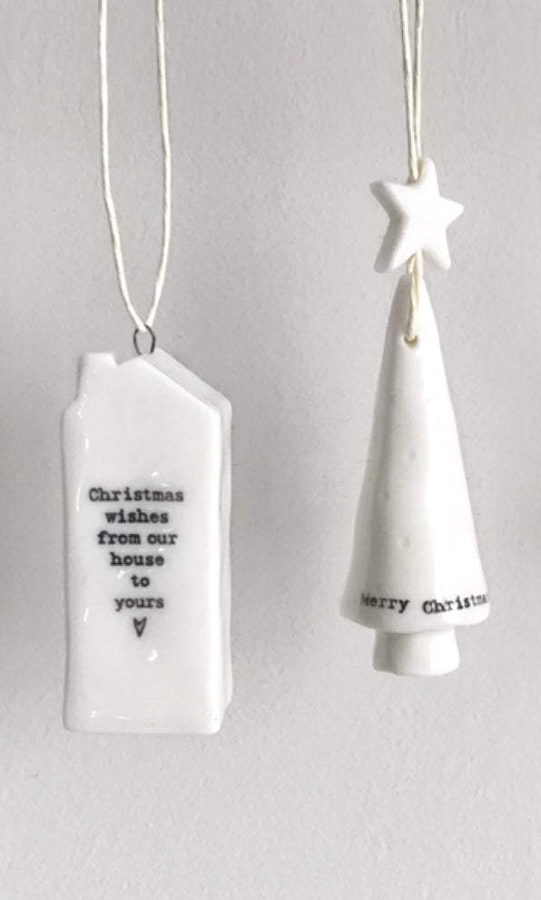 Porcelain Hanging Christmas Tree - East Of India