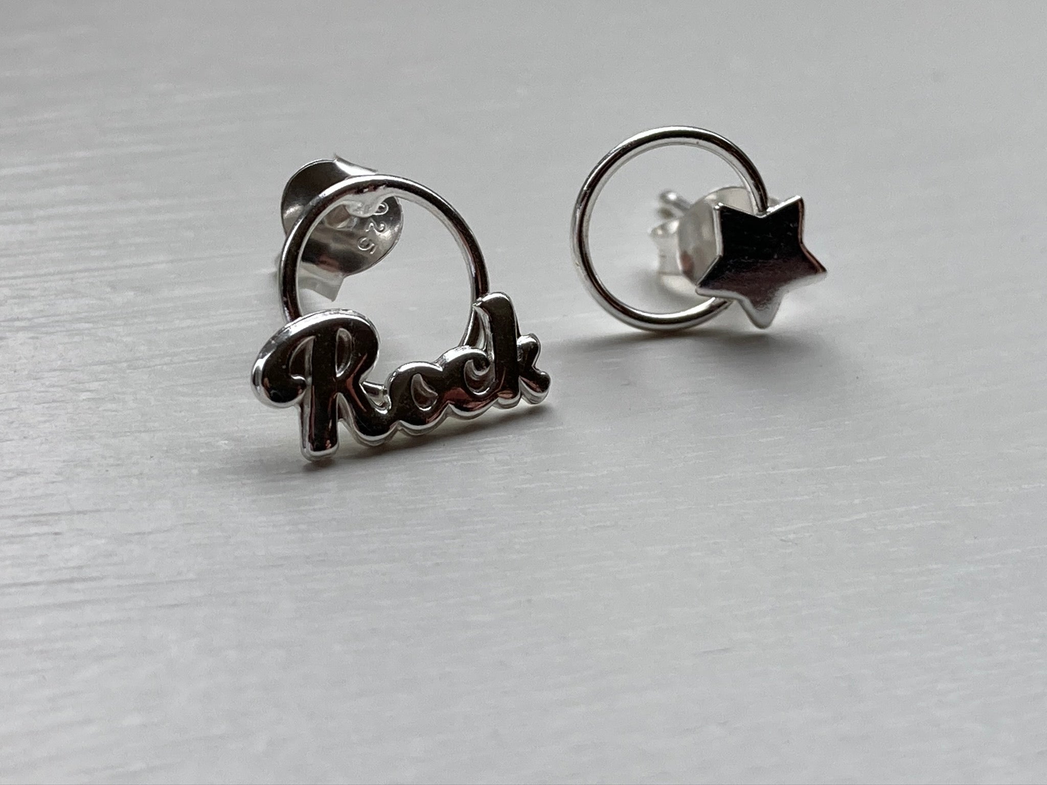 Sterling Silver Rock Star Ear Studs